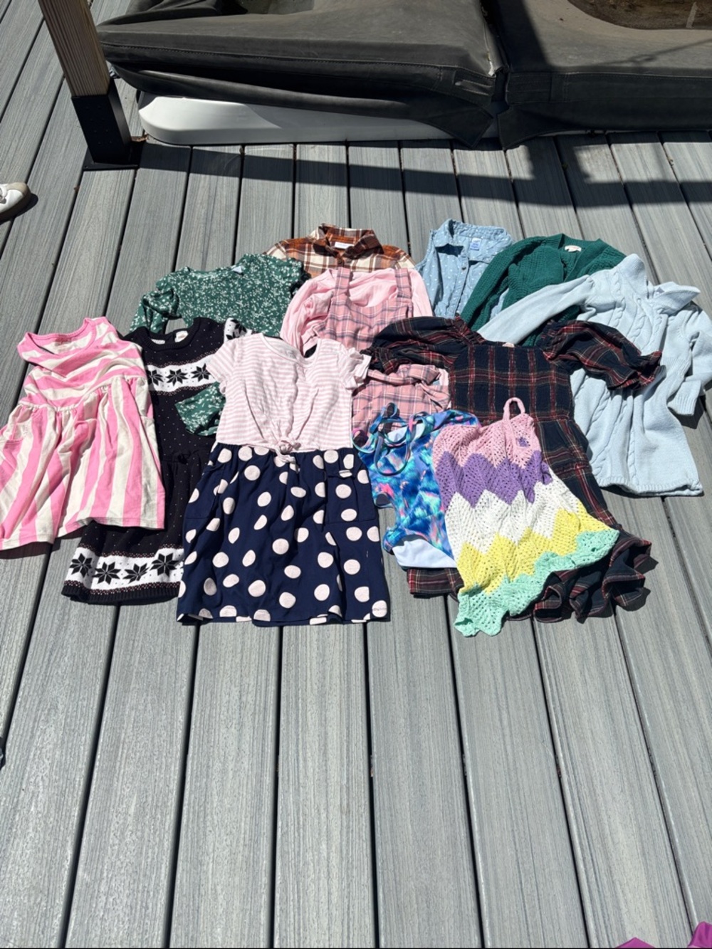 Girls size 7 /8 children’s bundle of summer and winter dresses etc
